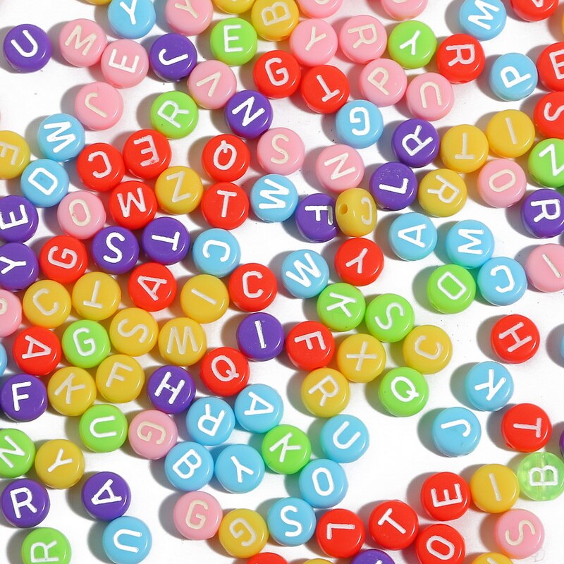 100pcs Manik-Manik Huruf Alfabet Bahan Akrilik Untuk Membuat Perhiasan Gelang Kalung Diy