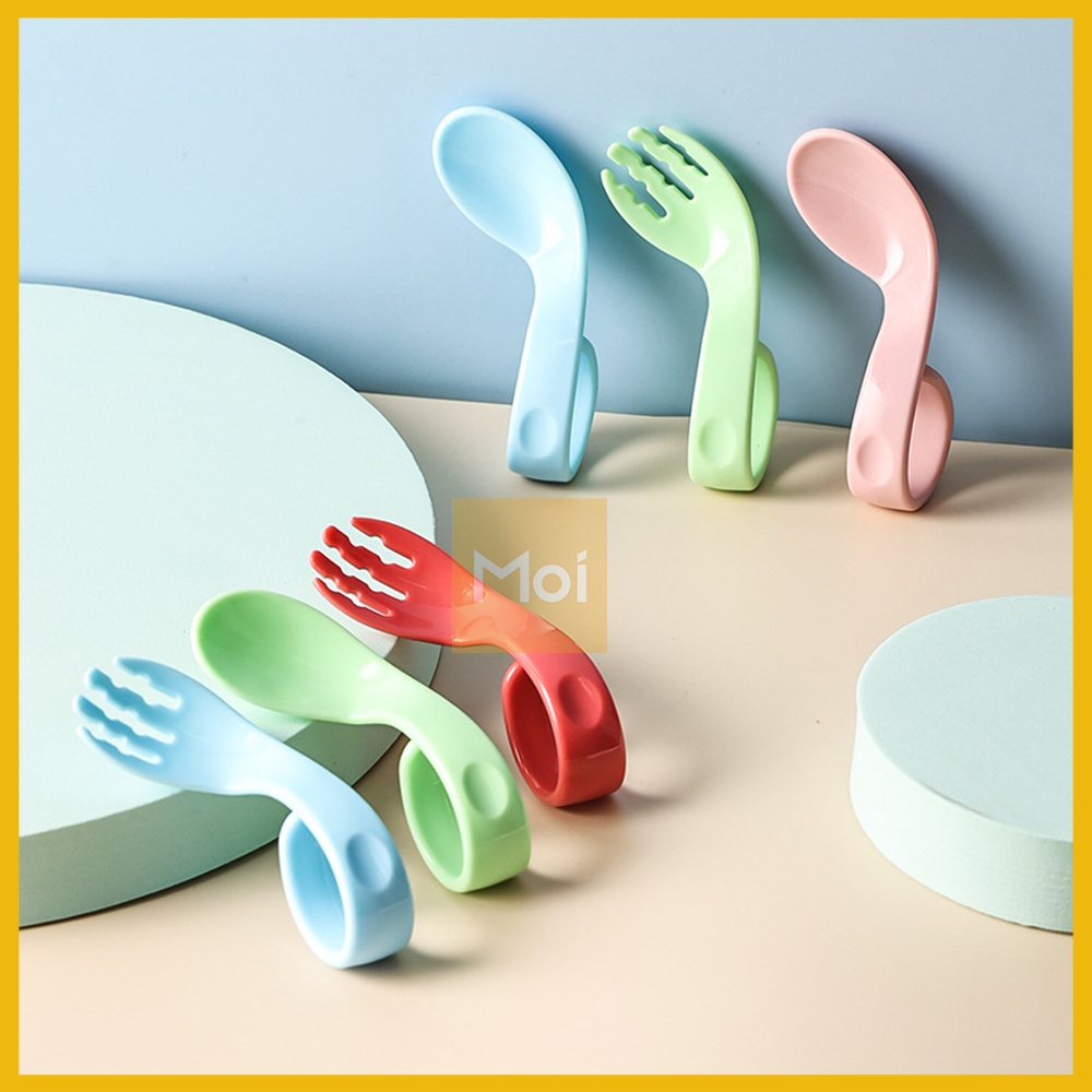 Set Sendok Garpu Anak Training Belajar Makan / Self Feeding / Toddler Spoon Right Handed