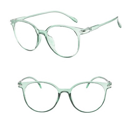 HC KACAMATA ANTI RADIASI KACA MATA 15959 Wanita  Pria Frame Sunglasses Lensa Transparan impor-HC1456 TRANS HIJAU