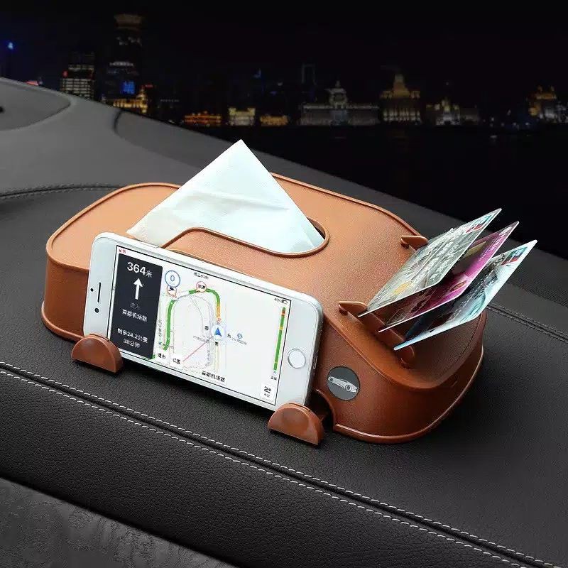 Tempat Tisu Mobil 3in1 Kotak Tissue Car Holder Phone