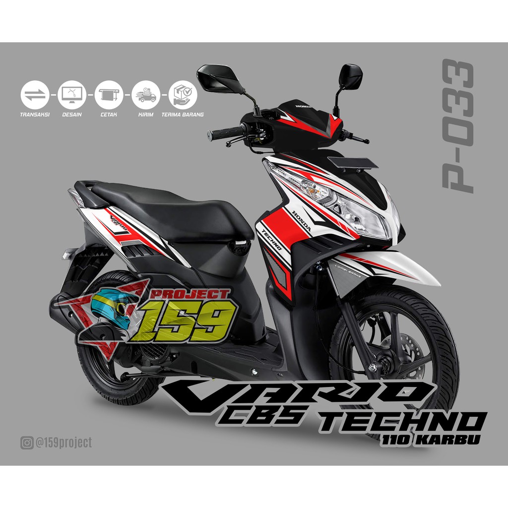 Decal Stiker Motor Vario CBS Techno 110 Karbu - P-033 Red Stripes