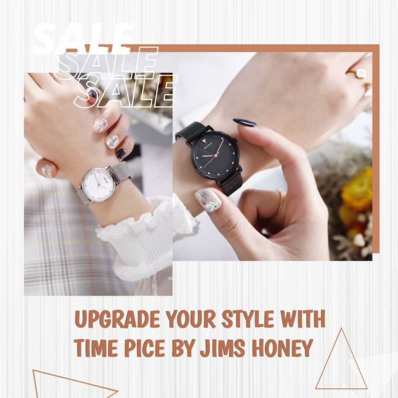 Jam Tangan Wanita Rantai Pasir Time Piece Jims Honey 8070 Watch Mewah Silver Gold Hitam Murah Simpel