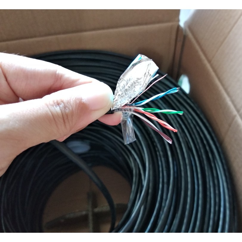 Kabel Lan Outdoor 305 meter Ftp Cat5e Projeane CCA warna Hitam