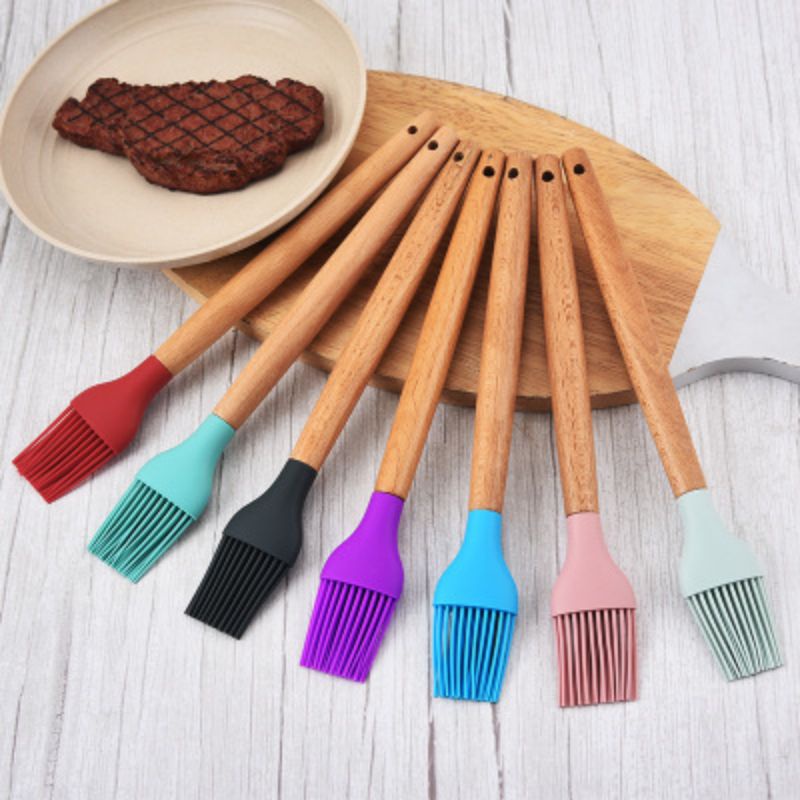 KUAS SILIKON GAGANG KAYU | SILIKON BRUSH WOODEN HANDLE