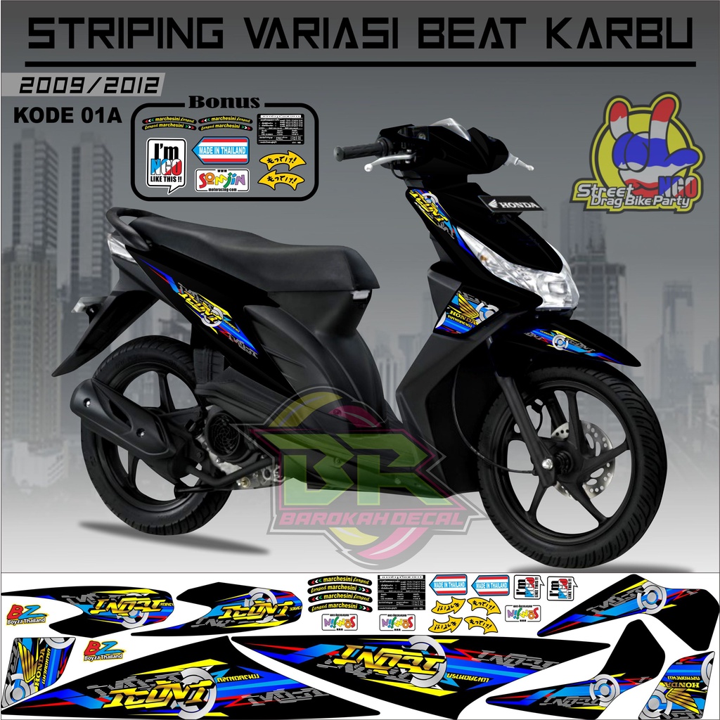 Striping Beat Karbu Stiker Lis Motor Beat Karbu kode 08