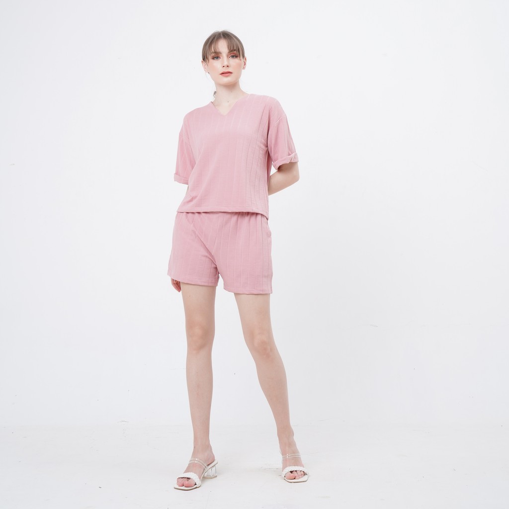 [Ready Stock] Minimoel Women Elira Knit One Set in Rose Pink | Setelan | Pakaian Wanita