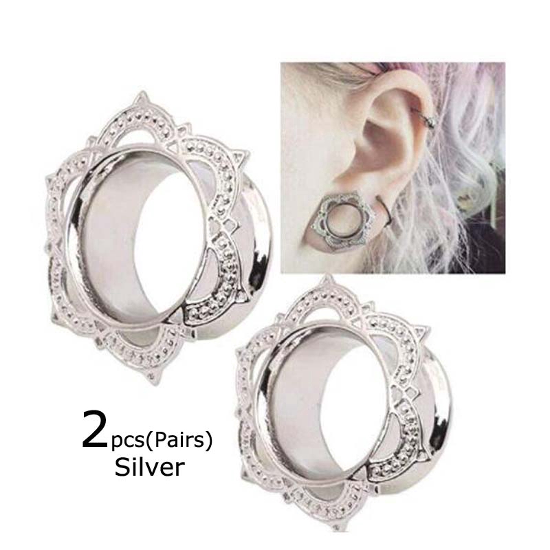 2 Buah Anting Tunnel Tunnel Tunggal Bahan Stainless Steel Ukuran 6-16mm