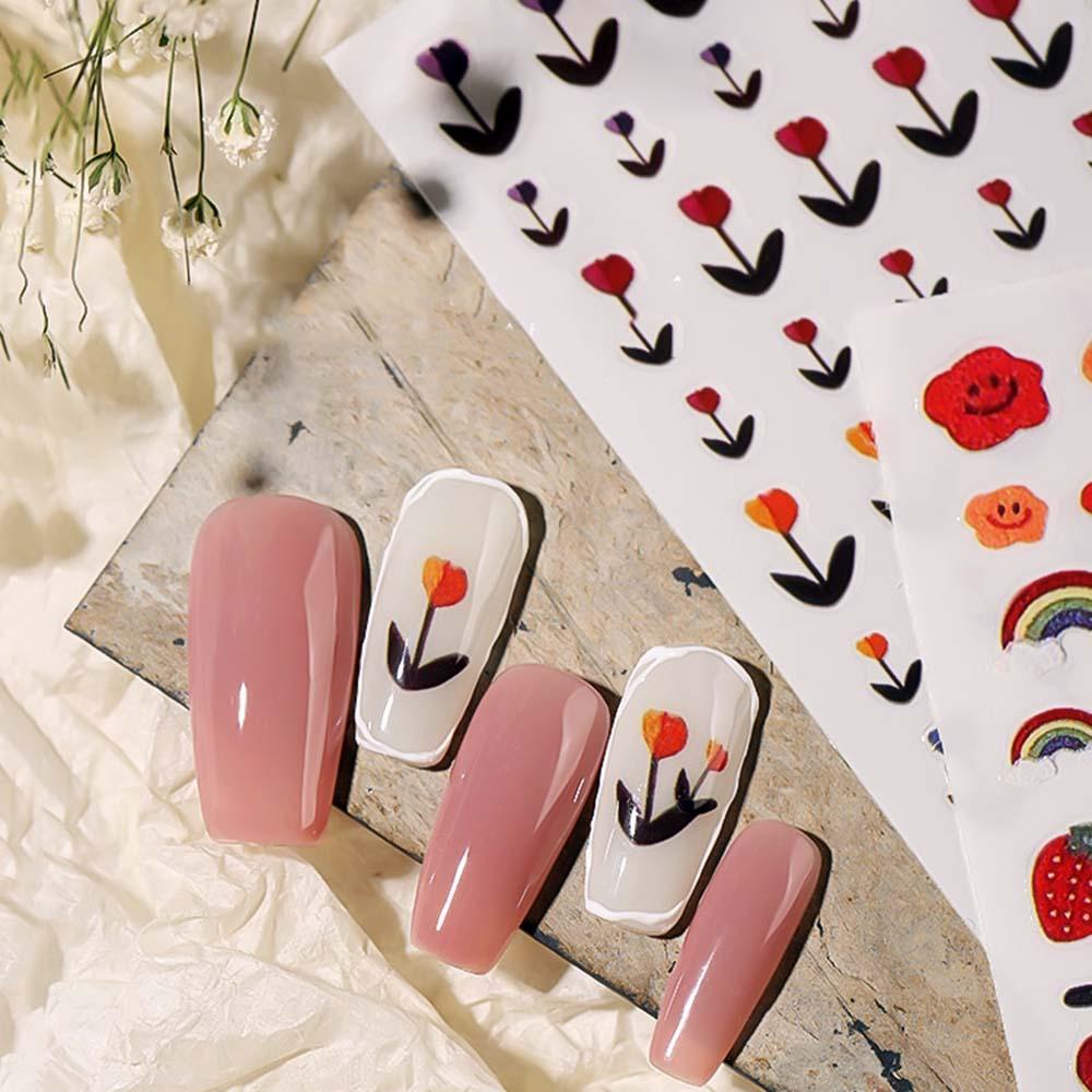 AUGUSTINA Agustina Stiker Nail art Perekat Beruang Ceri Jepang DIY Nail art