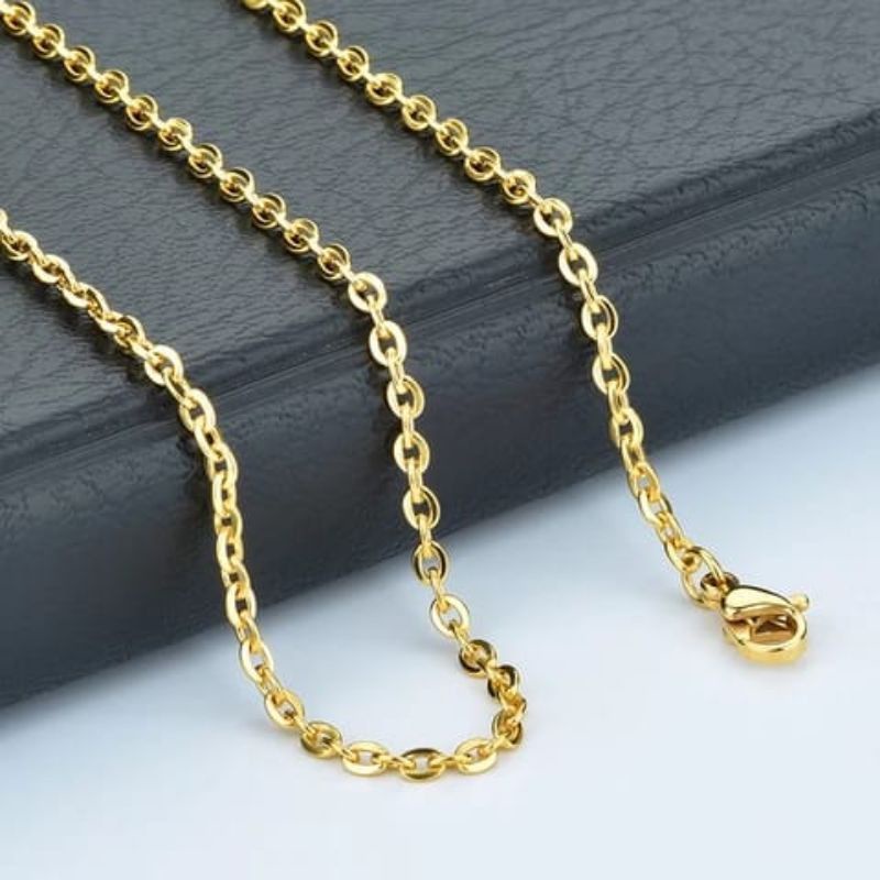 kalung titanium emas model rantai pria wanita anti karat