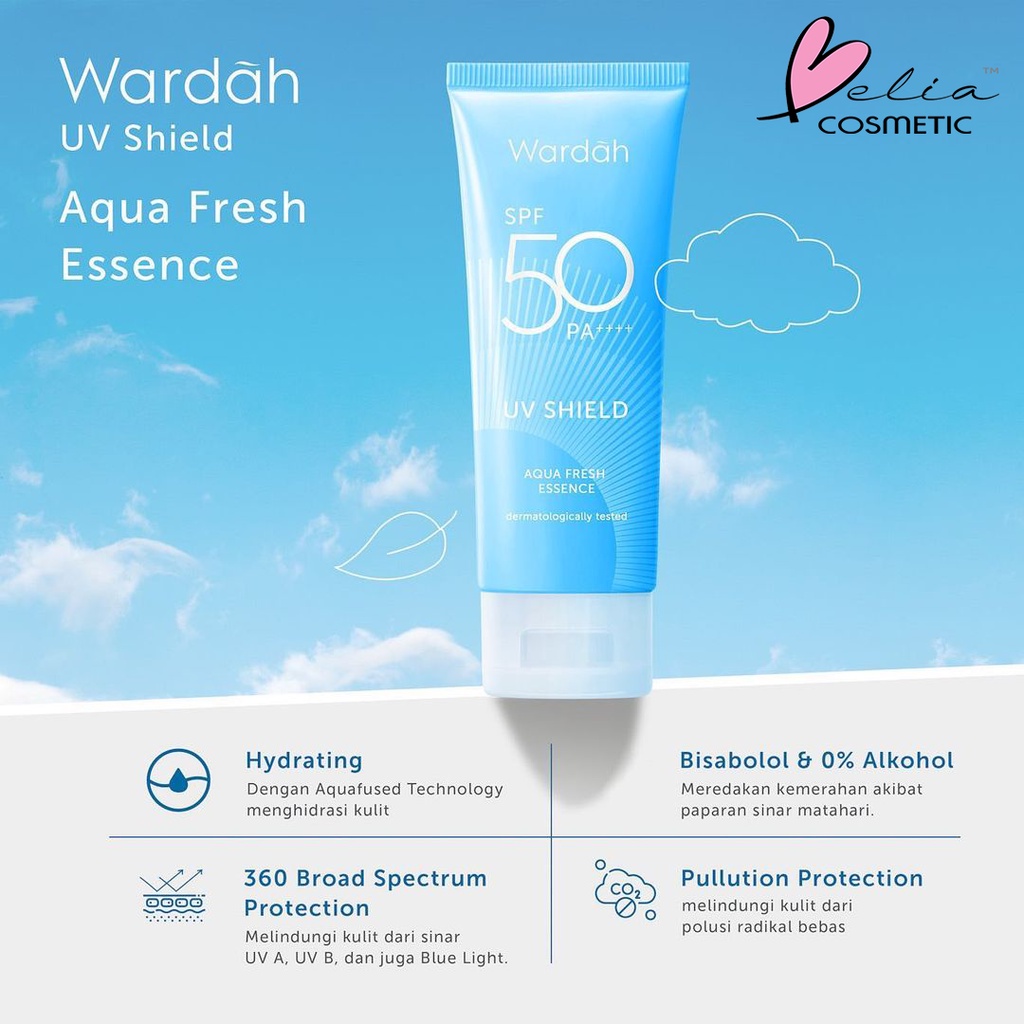 ❤ BELIA ❤ WARDAH UV Shield Aqua Fresh Essence | Active Protection Serum | SPF 50 PA++++ Sunscreen Sun Screen