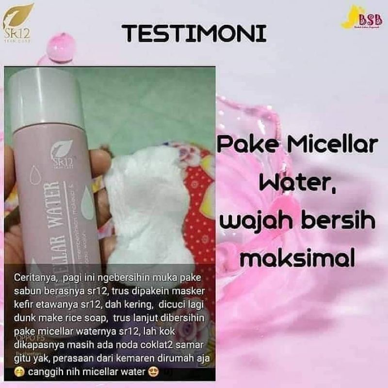 SR12 MICELLAR WATER / MELEMBABKAN WAJAH SECARA ALAMI BERSIH DAN SEGAR / PEMBERSIH WAJAH TERBAIK