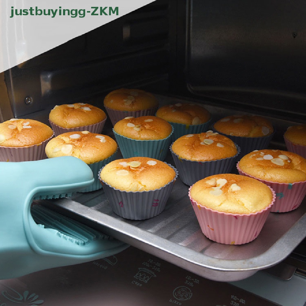 6 Pcs / set Cetakan Cupcake Muffin Bahan Silikon Dapat Digunakan Kembali