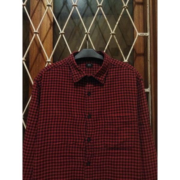 kemeja soft flannel uniqlo second original XL kemeja kasual pria murah terlaris