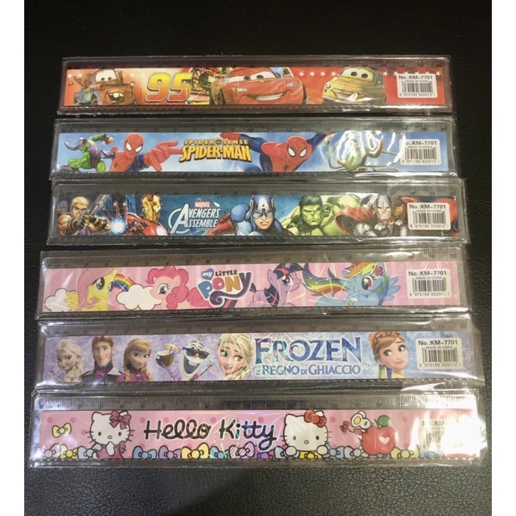 

Penggaris / ruler / mistar 20cm karakter hello kitty / frozen elsa anna / little pony / avengers / spiderman / cars (satuan)