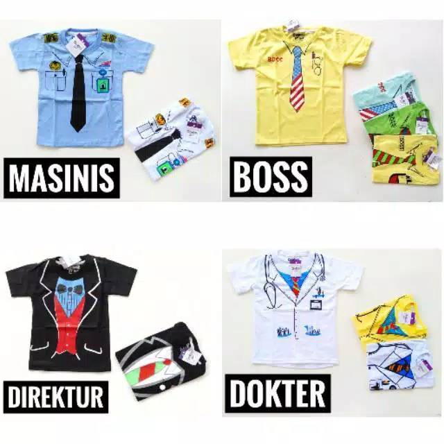 Kaos OSHKOSH size 2 4 6 8 tahun anak laki-laki PROFESI POLISI PILOT MASINIS PEMADAM PELAUT DOKTER