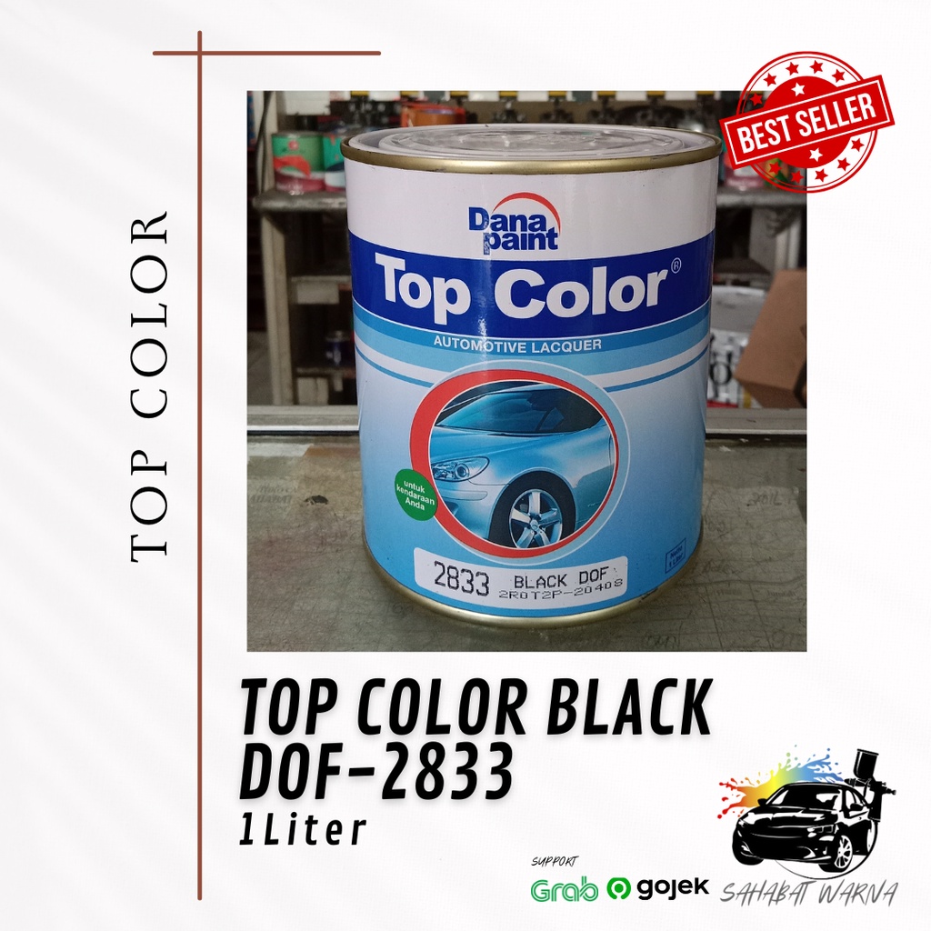 Top Color Black Dof 2833 - 1 Liter/ Hitam dof/ Hitam Dop/ Duco/ Cat Motor/ Cat Mobil