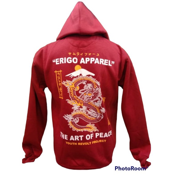 jaket hodie/jumper/jemper  erigo,apparel,gambar naga piria/wanita size ; L,XL