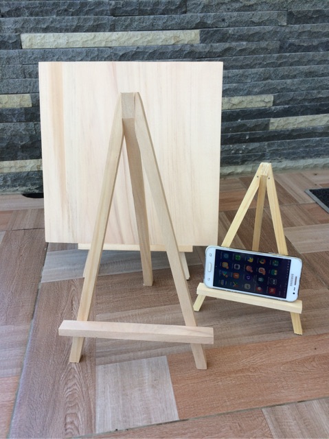 stand kayu 26x16  tripod kayu standing pigura frame souvenir jam kayu sandaran table hp