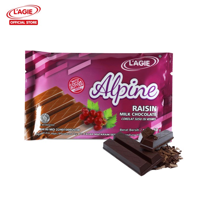 

COKELAT- LAGIE COKLAT KISMIS ALPINE RAISIN 3X60GR -COKELAT.