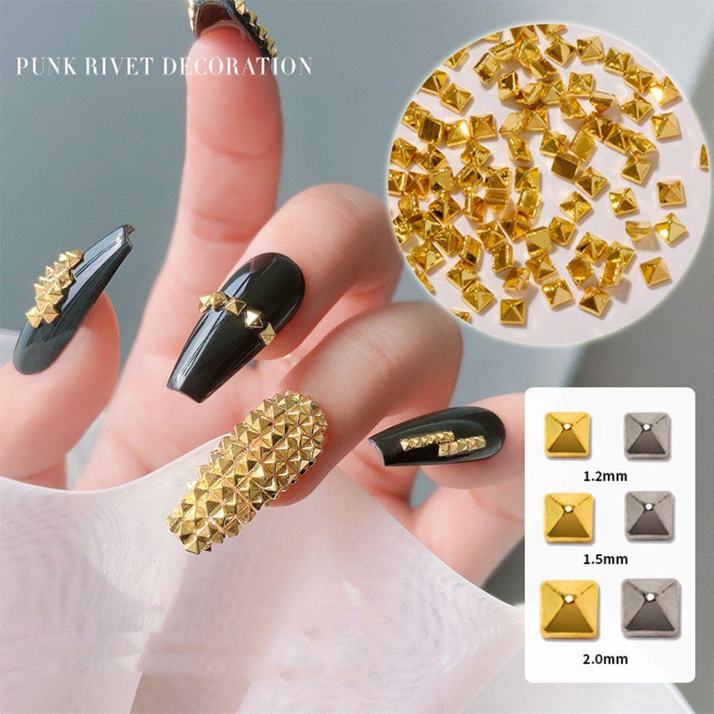 Preva 200Pcs / Kantong Hiasan Kuku 3D DIY Bahan Metal Untuk Nail Art