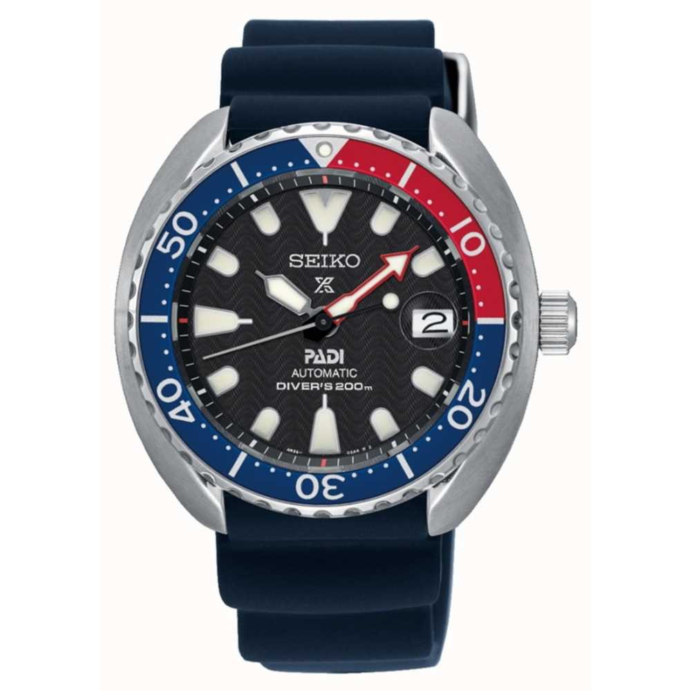 Seiko Prospex PADI Mini Turtle SRPC41K1 Men Black Dial Blue Rubber Strap