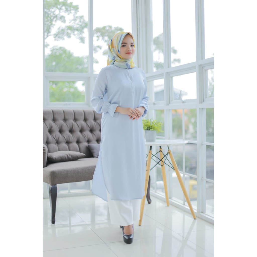 baju hijab bandung rafaizoutfit / dress muslim / tunik ismi / color birru langit muda