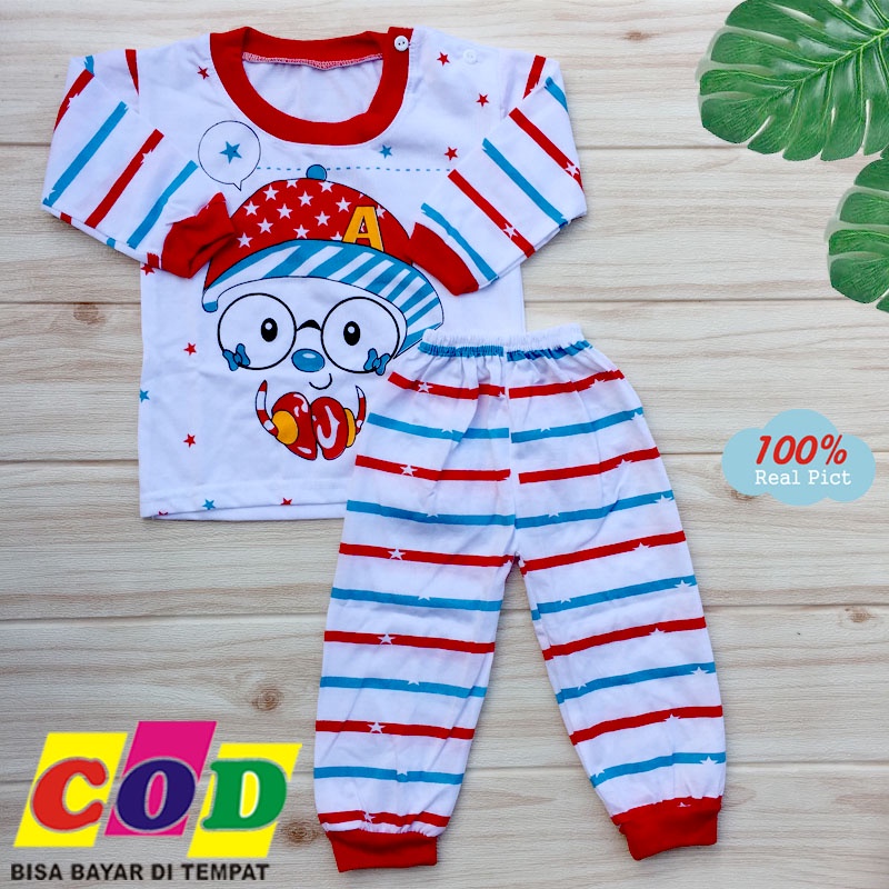 Ana baby - Piyama Bayi Setelan Baju Bayi Kaos Oblong Lengan Panjang Anak Usia 6-12 Bulan