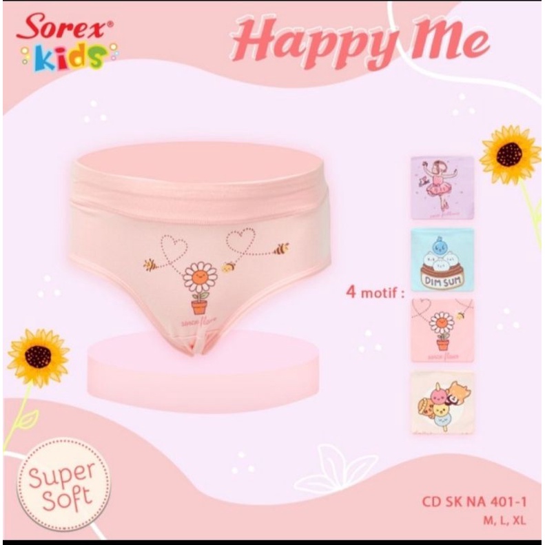 Celana dalam segitiga anak Sorex kids girl NA 401 Uk  M,L,XL