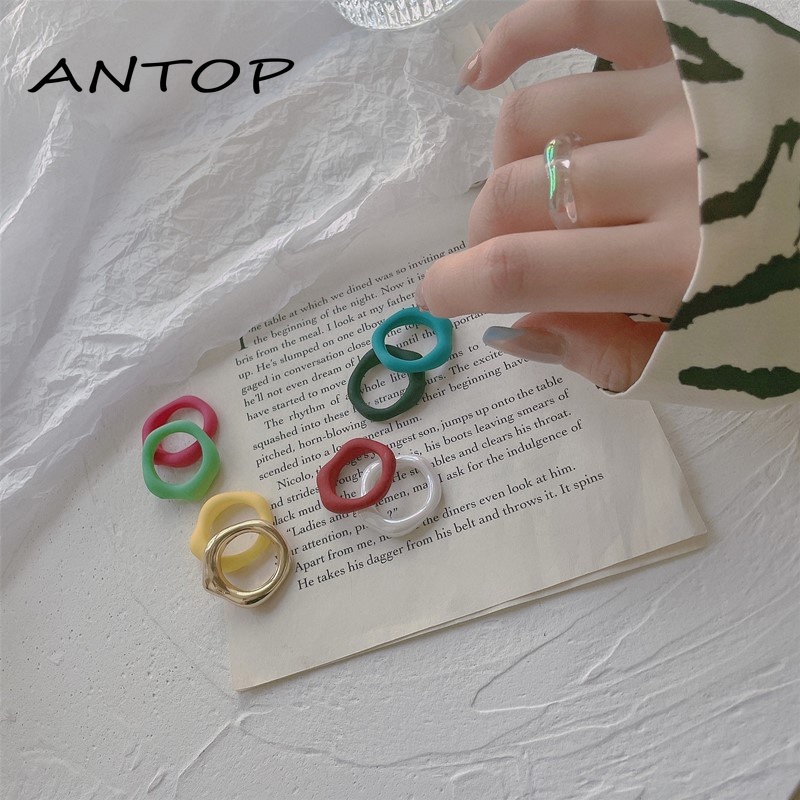 Cincin Fashion Gaya Korea Warna Permen Akrilik ANTOP