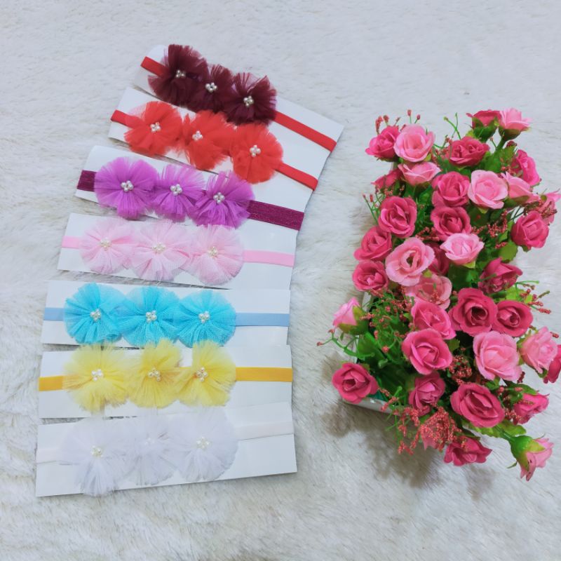 Head Band Flowers Swarovski Bandana Bayi Lucu