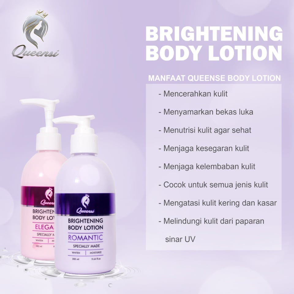 QUEENSI BRIGHTENING BODY LOTION 285ml ORIGINAL BPOM - QUENSI ROMANTIC | ELEGANT