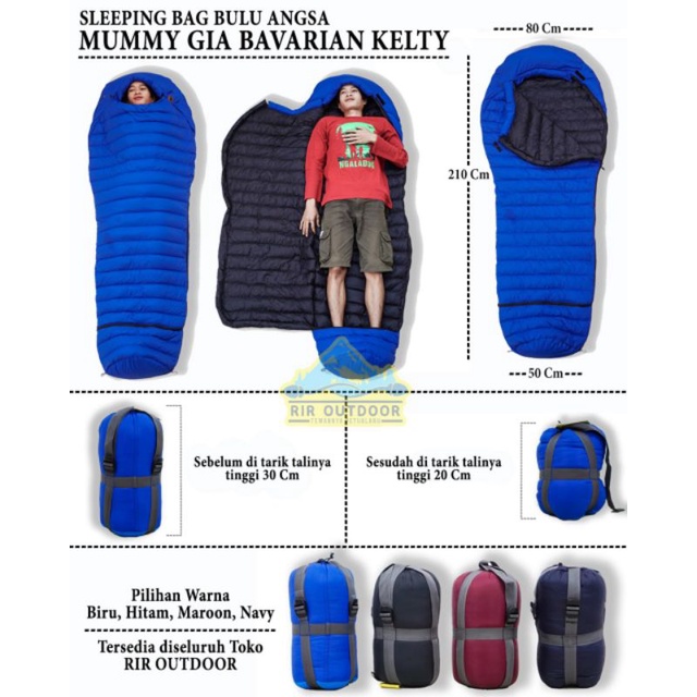 SLEEPING BAG BULU ANGSA DUCK DOWN MUMMY KELTY MEIKHA