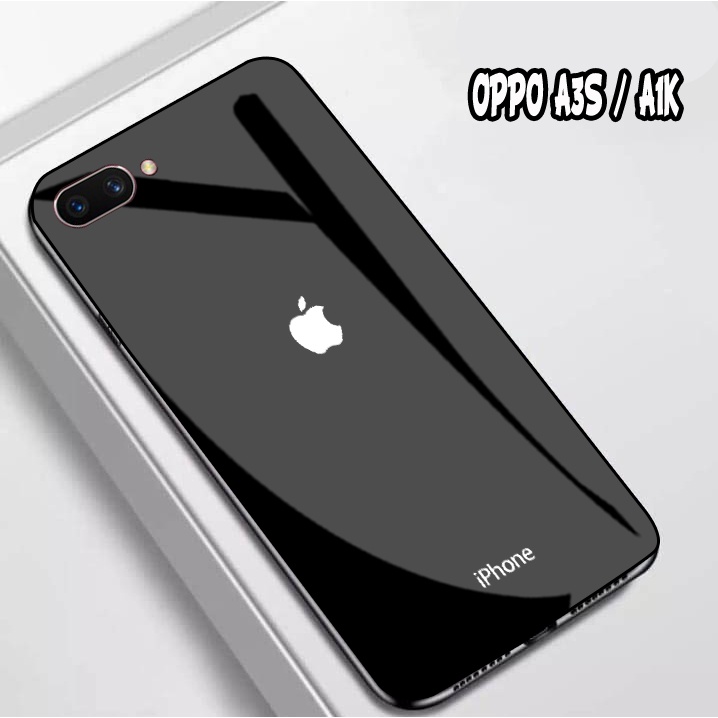 Softcase Glass Kaca Motif Iphone [M154] Oppo A3S A1K A71 A5S A83 A37 A37F - Case Hp Oppo A3S A1K A71