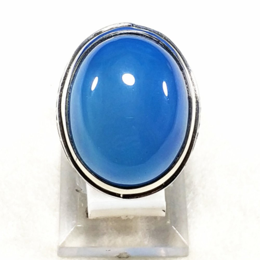 CINCIN BATU AKIK NATURAL BIRU LANGIT CHALCEDONY BIG SIZE MUMBUL BOSS TERMURAH