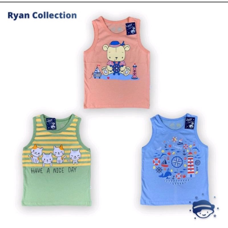 kaos singlet santai anak atasan ryan usia 4 5 7 6 7 8 tahun warna 8 10 12 14