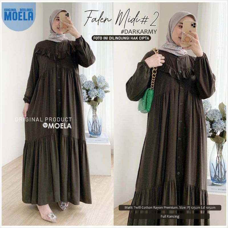 Falen Midi ori moela busui bahan rayon gamis import gamis polos premium