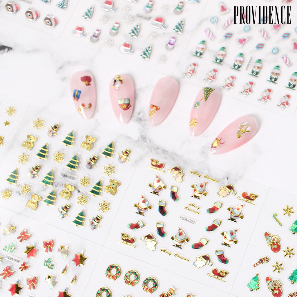 Providence 24Pcs/Set Nail Sliders Christmas Patterns Non-Fading Colorful Xmas Decorations Mix Colorful Transfer Foil for Manicure