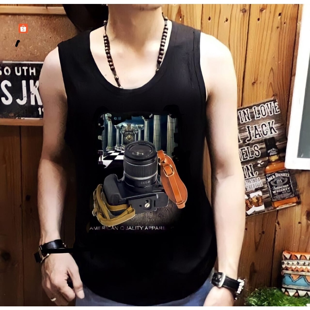 Cod- singlet combed pria motif campur ukuran M-L-XL