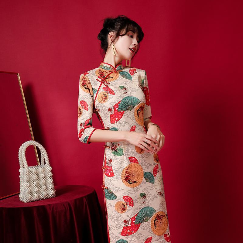 Improved cheongsam 2022 spring young girl thin retro Chinese style elegant cheongsam dress