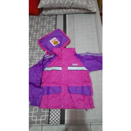 Jas hujan setelan celana anak metro kid tiger head bahan mirip axio