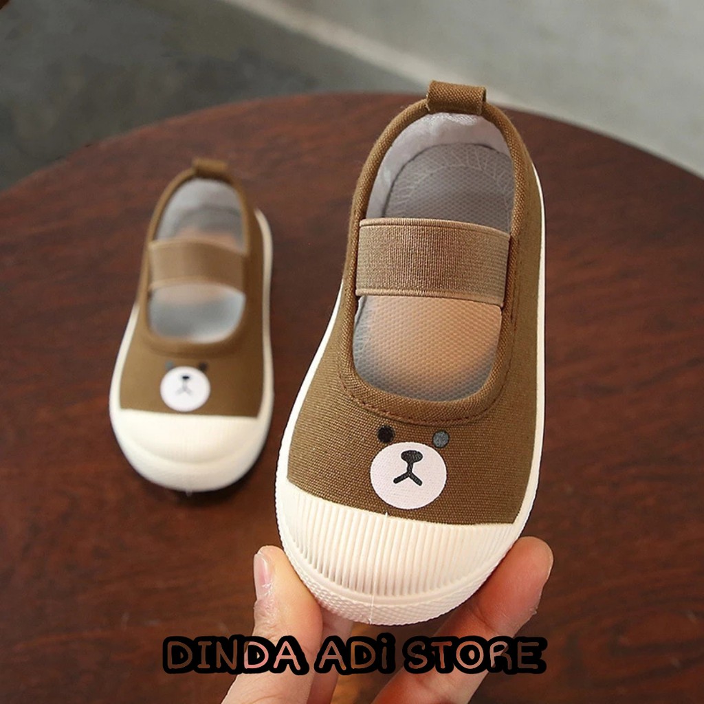 Dinda Sepatu Wanita Slip On Anak perempuan Mr Beans Model Terbaru 2021 Warna Coklat Ukuran 31-35