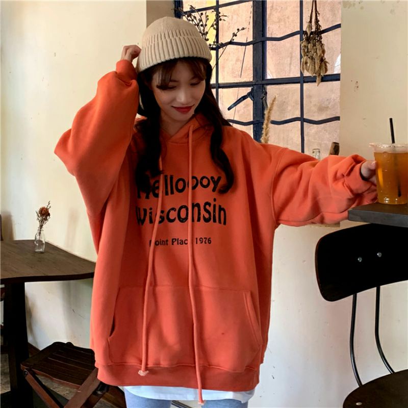 S - XXXXXXL(6XL) Hoodie Korean Style HELLOO Hay Cute BIG SIZE OVERSIZE 6XL 5XL 4XL XXXXL XXXL 2XL XL L M Jaket Sweater Hello Wisconsin Jumbo Pria Wanita Fleece Premium Peach Orange Dusty Pink Denim Blue Harajuku Street Style