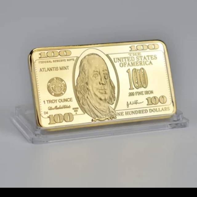Replika Logam Mulia 100 dollar Amerika koin 1 oz 50mm × 28mm 24K