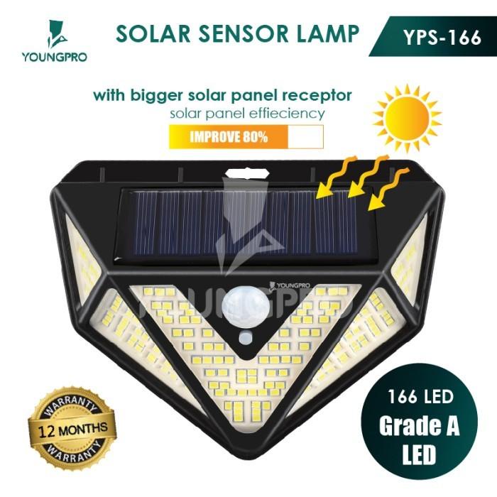 Lampu | Youngpro Yps-166 Lampu Outdoor Taman Panel Solar Sensor Gerak 166 Led