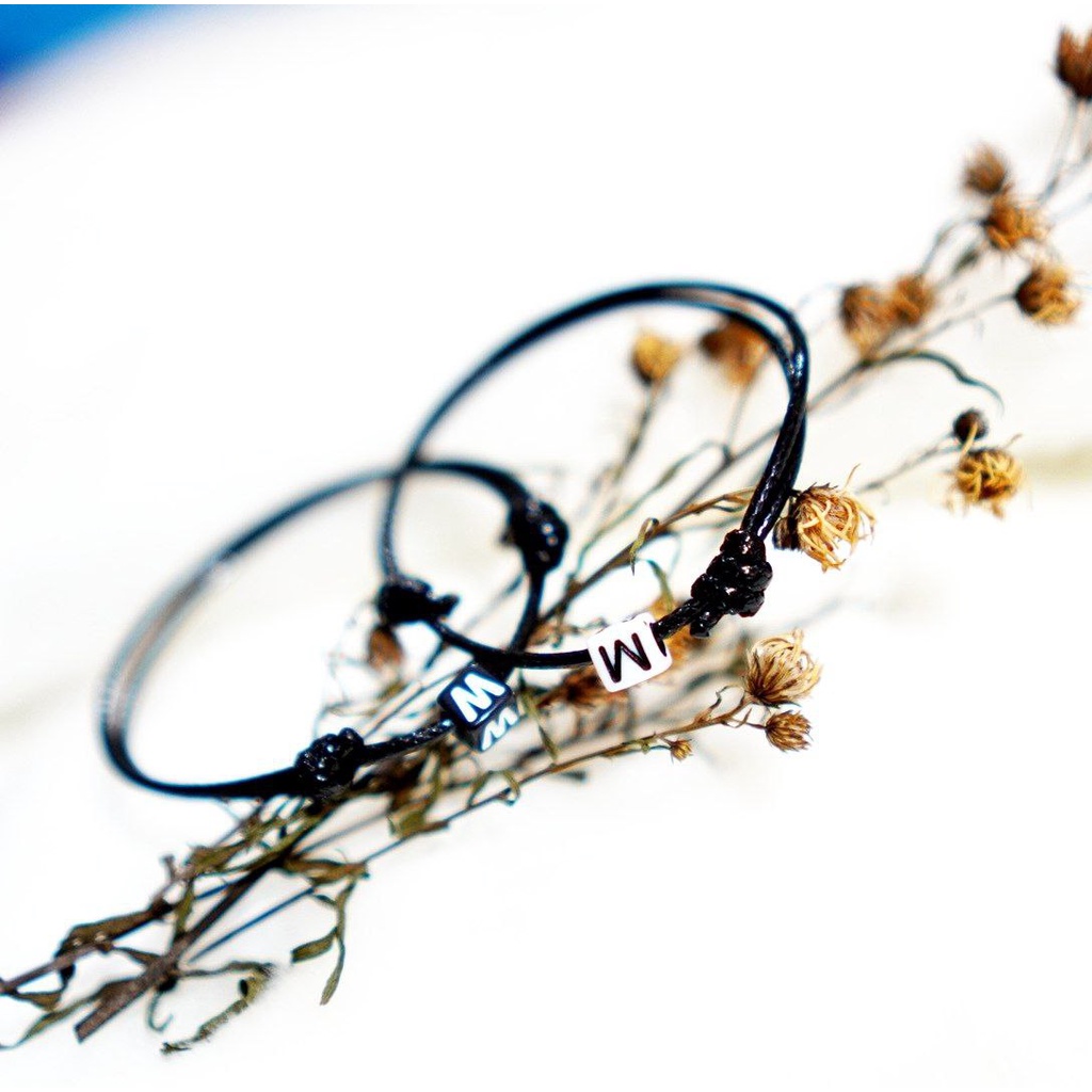 GELANG INISIAL DADU SINGLE SLIDE  ( tali anti air) / GELANG NAMA HURUF INITIAL CUSTOM / PARACORD BRACELET / GELANG VINTAGE-3