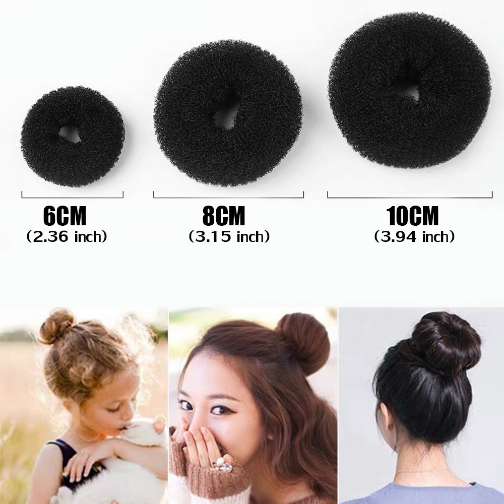 Alat Pembuat Bun Chignon Bentuk Donat Nanas Warna Kopi Beige Hitam Ukuran Kecil Sedang Besar Untuk Wanita