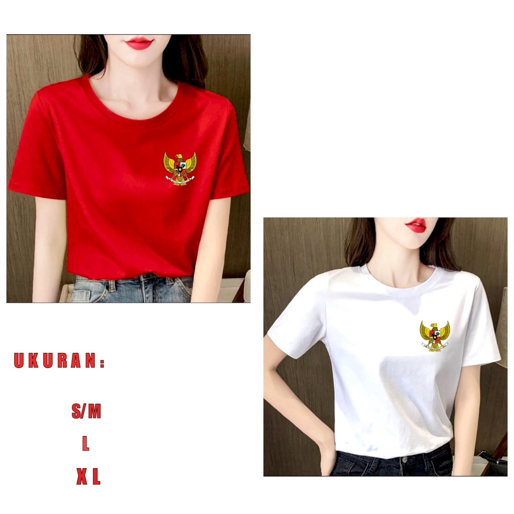 POLILE781 - KAOS CEWEK GARUDA PANCASILA / atasan lengan pendek / oblong cewe / merdeka / agustus / indonesia / hut ri / terbaru / garuda / upacara / terkece