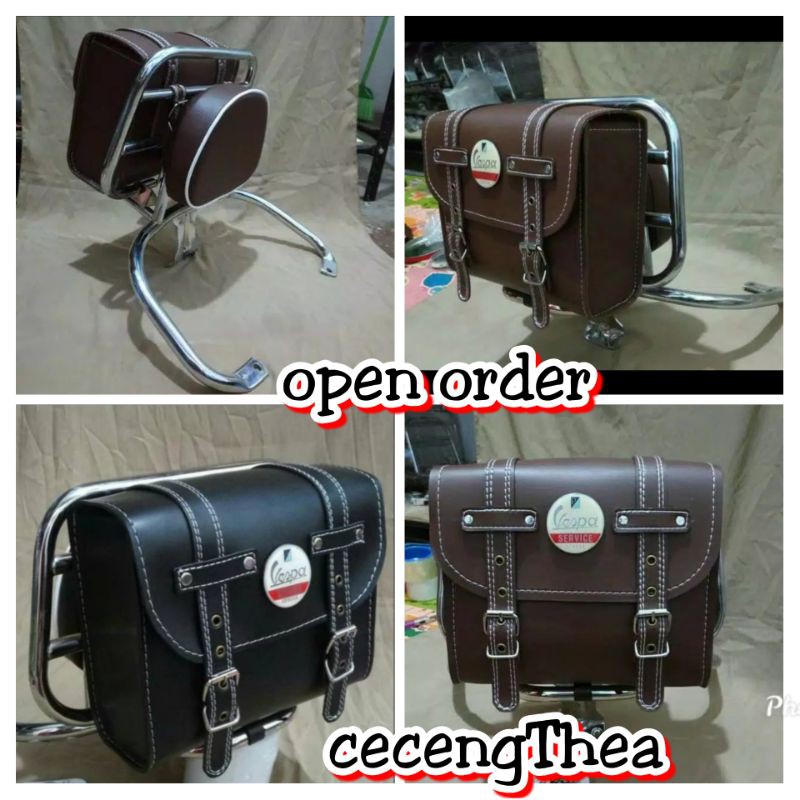 behel belakang senderan jok plus tas vespa lx lxv&s aksesoris vespa matic