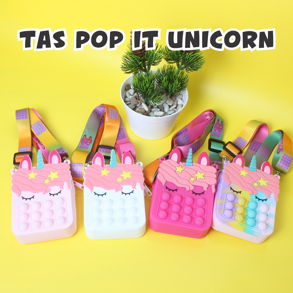 Mainan Pop it / Pop it Murah : Tas Anak Pop It Unicorn Mini Sling Bag Rainbow Mainan Anak