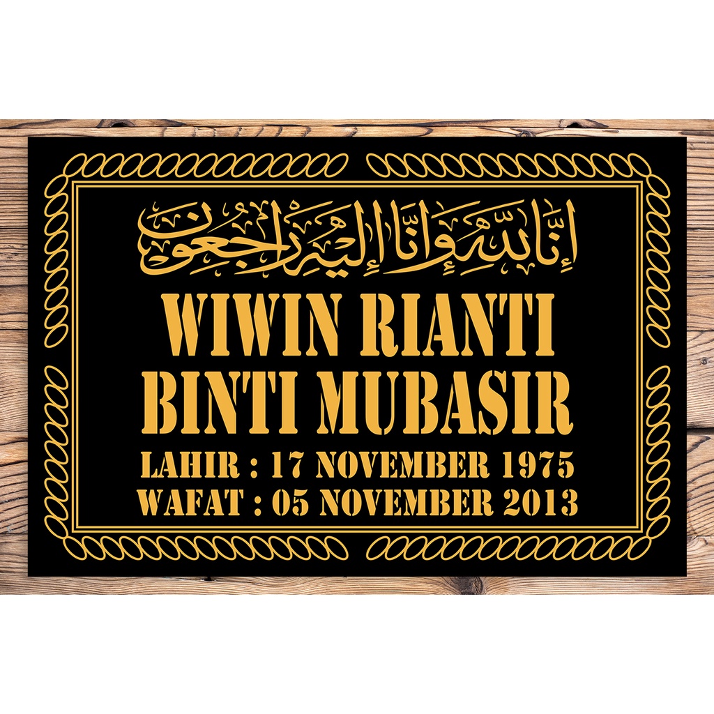 Batu Nisan Plakat Nama kijing dari Akrilik